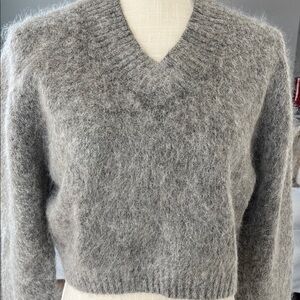 NWT H&M Mohair Wool Cozy Gray Vneck Sweater